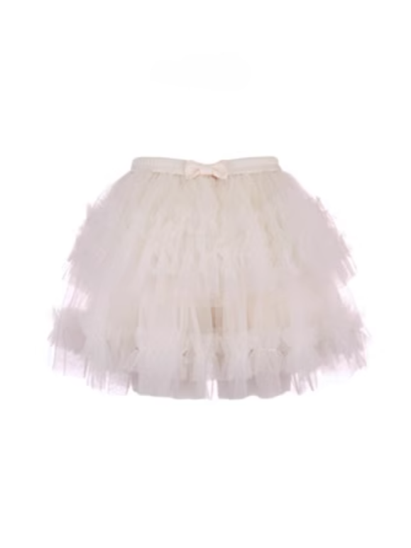 Mit Rock Tiered Mini Tüll Shorts Futter Weiß Puffy