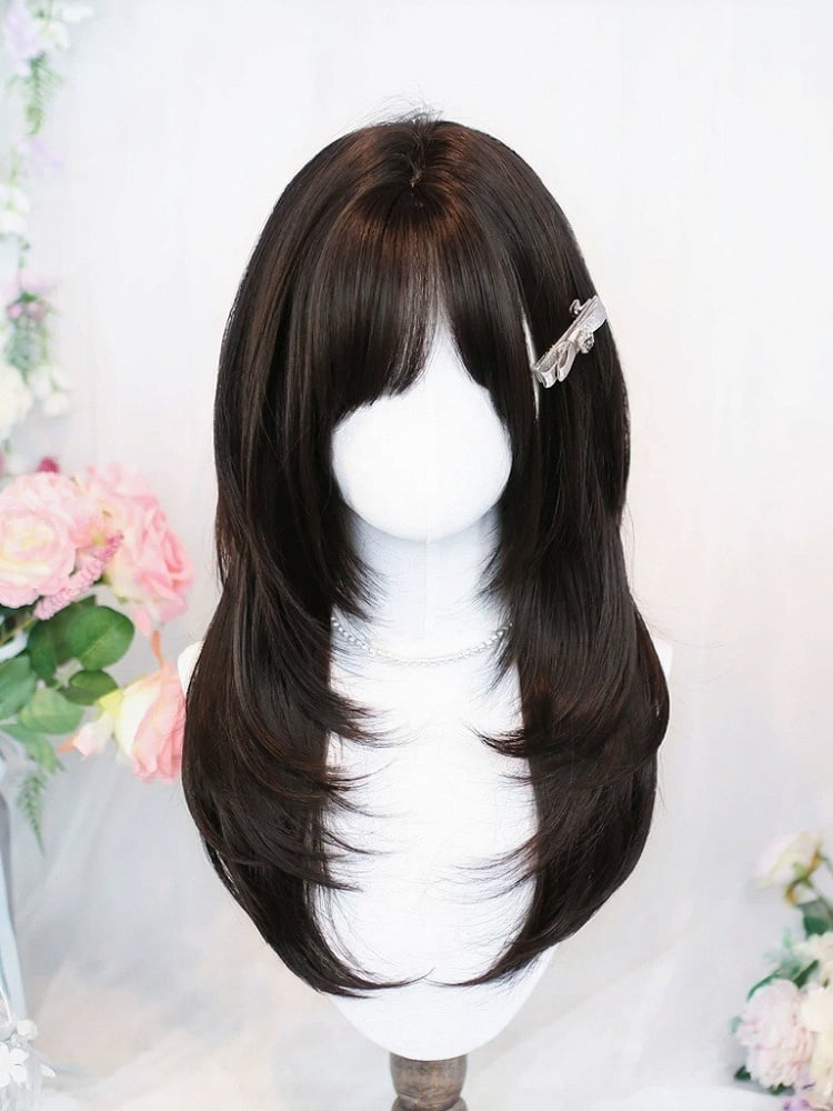 Two-Tone 24-Inch Straight Wig with Fringe - Dalao Home