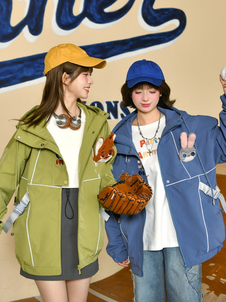 ズートピア ニックとジュディ グリーン/ブルー フード付きジャケット