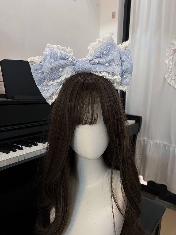 Bead Lolita KC Bow Details with Blue Lace