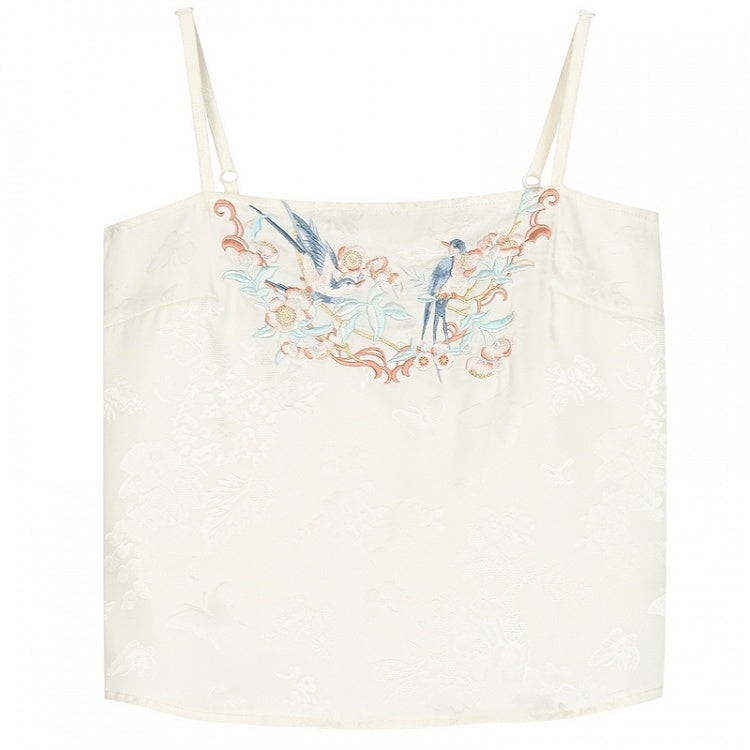 Camisole und Stickerei-Top Apricot Bird Floral