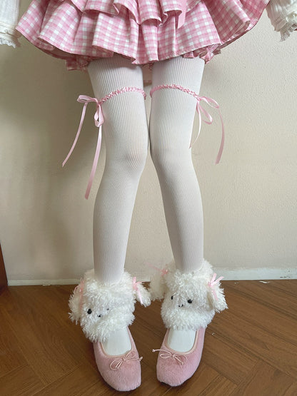 Leg Bow Pink Up Plush With Decor Ion At White Py-shaped Warmers P