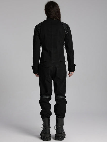 Black Men's Military Coat Vest