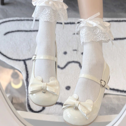 Lolita Mary Jane Mid Heel Shoes – Sweet Original Lolita Floral Bell Pumps