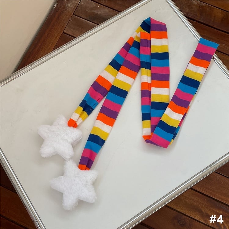 Scarf Decoration Options 7 Star Knit Striped Plush Color