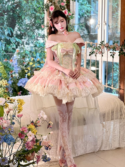 and Theme Fairy Pink Kei Corset Dress Tulip Green
