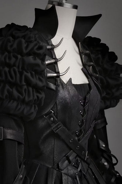 Black Collared Cropped Jacket with Spine Studs - FOXTROT