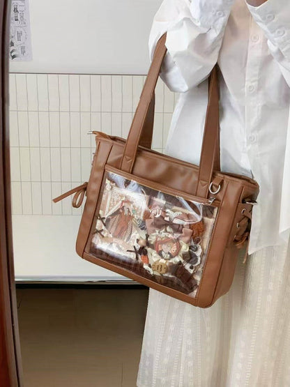 Tote Colors Accents Bag Side Tie 8 Ita with PU Bow
