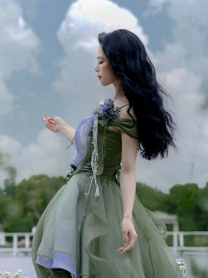 Dreamy Princess Green Forest Fishbone Top - Zao Jing Ji