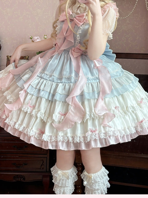 ロリータブラウス レーススリーブ ベージュ シースルーパフ