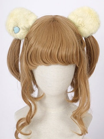 Plush Hair Clip in Yellow and Blue with Bear Ear Design - Vcastle