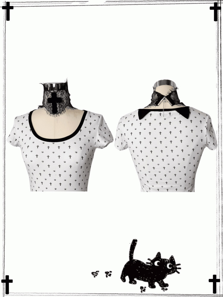 Gothic Black Lace Cross Choker