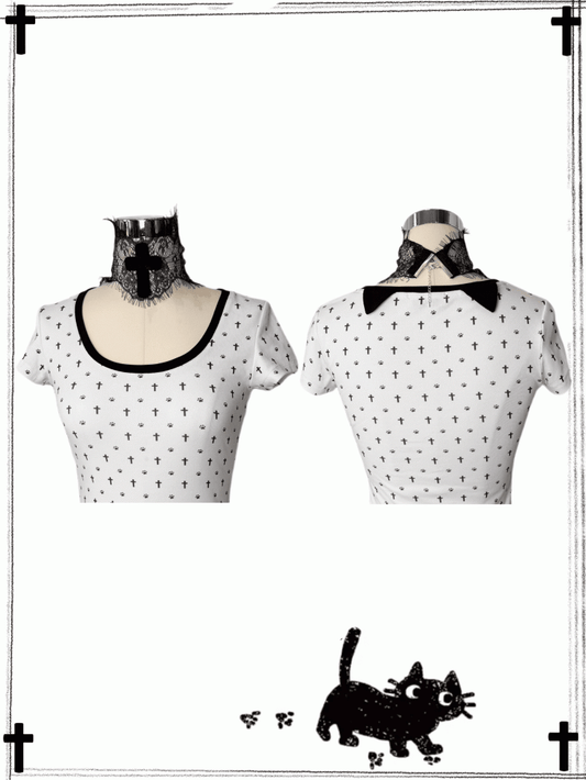 Gothic Black Lace Cross Choker