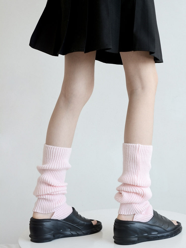 4 Colors Footed Knitted Leg Warmers