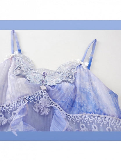 Ruffle Layered Sweet Purple Summer Dress - Zao Jing Ji