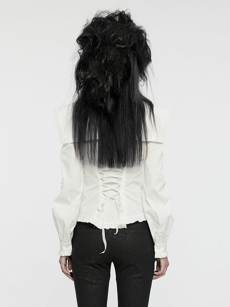 Retro Wide Goth Shirt Shoulder White