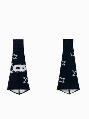 Jambières noires en tricot gothique avec étoile squelette
