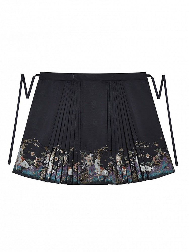 Long Ming-Style Mamian Skirt with Chinoiserie Embroidery - Zao Jing Ji