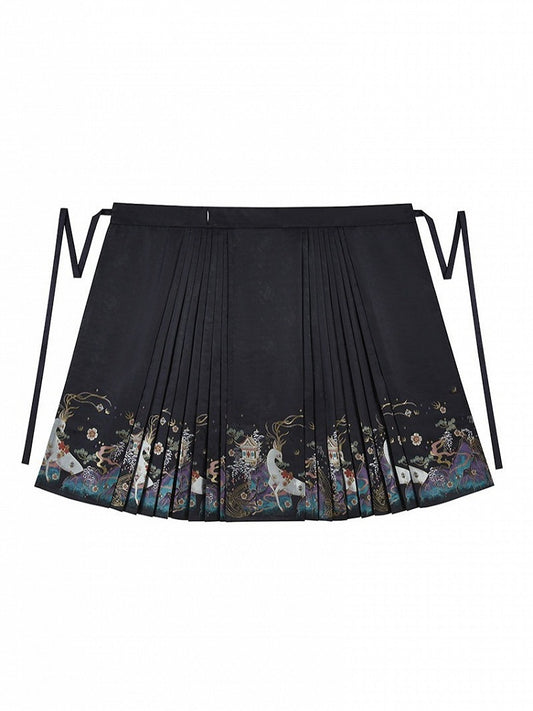 Long Ming-Style Mamian Skirt with Chinoiserie Embroidery - Zao Jing Ji