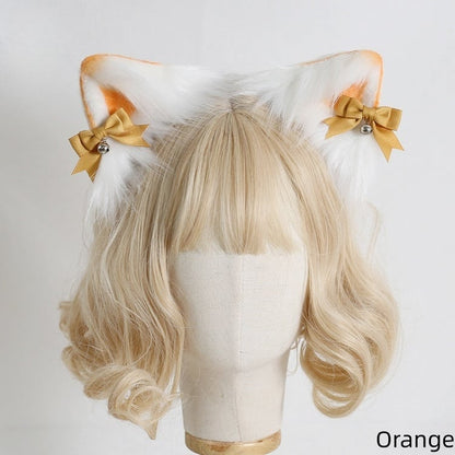 Faux Bows Bell-Decorated Kitty 7 KC Ear Colors with Fur Detachable