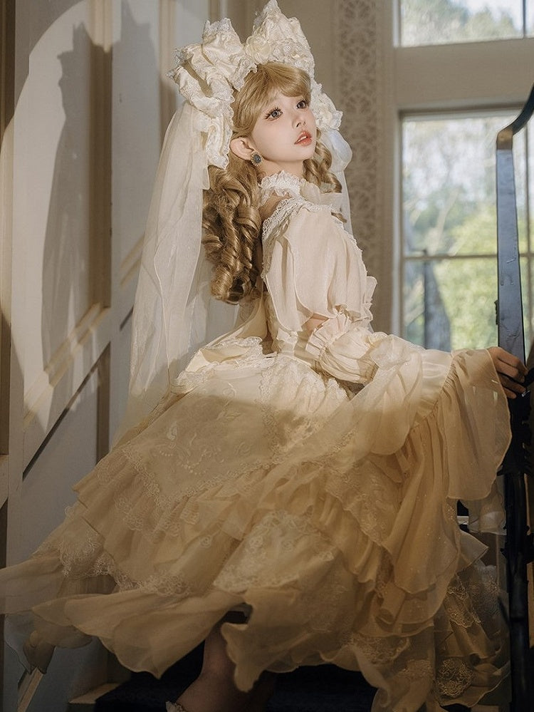 Ruffles Light Hanayome JSK Rose Flowing Accents Dress Short Layered Lolita Yellow Version with