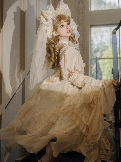 Ruffles Light Hanayome JSK Rose Flowing Accents Dress Short Layered Lolita Yellow Version with