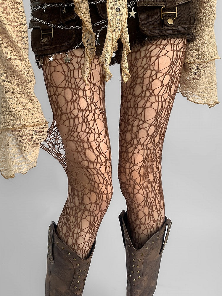 Collants asymétriques résille à découpes, 4 couleurs disponibles