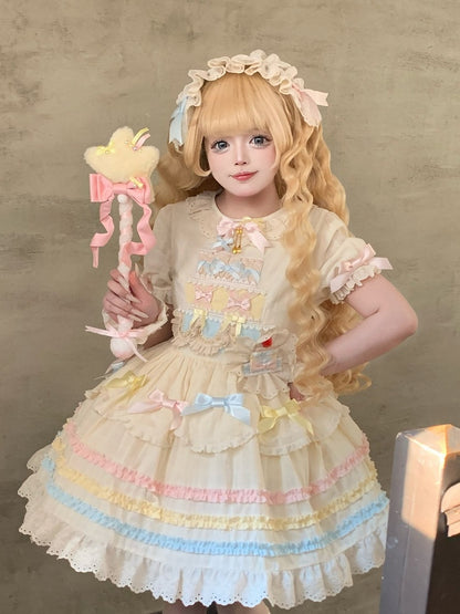 Puff Curve-Friendly Sleeves Dress Fit Lolita Bow Sweet Accents with
