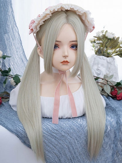 ブロンド姫カットロングストレート合成ウィッグ