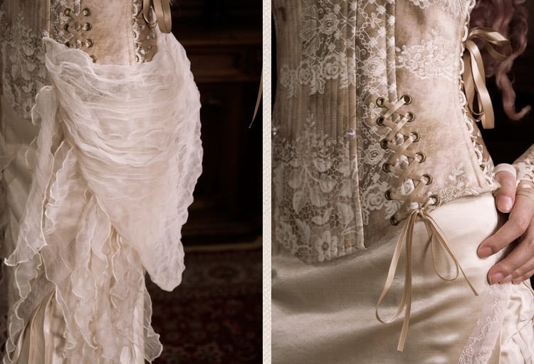 Neck Lace Halter Illusion Rococo with Corset Top Detachable