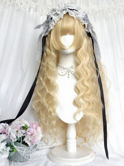 Blonde 80cm Long Wavy Curly Wig with Full Bangs - Sinwavy