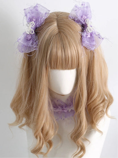 Tulle Light Hairclips Purple Bow