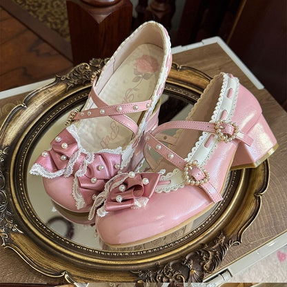 Janes Deep Lolita Classic Mary - Mid-heel Pink Detailing Bead
