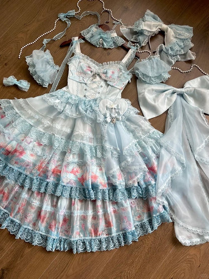 Robe salopette asymétrique imprimé poisson rouge - Mewroco