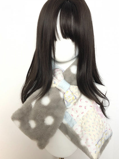 Quilted Floral Polka Dot Scarf with Patchwork Design - freetrader