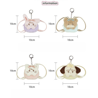 Plushie Chain Brown Cute Teddy Purse Coin Blue Bear-shaped Key