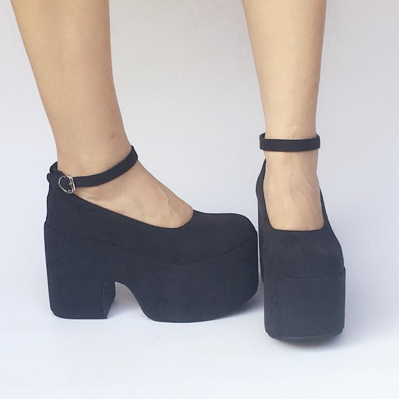 High SP168133 Platform Heels Made Shoes Black Simple Custom