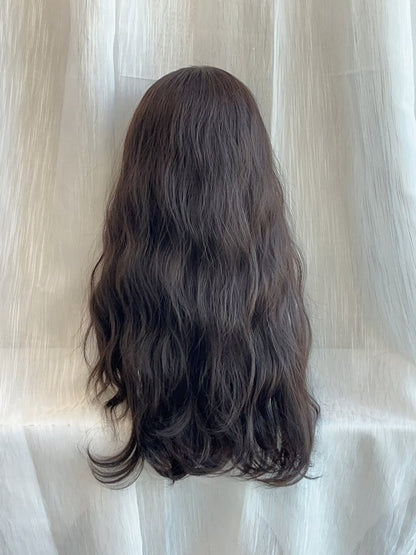 Wig Long 65CM Tea Curtain with Wavy Bangs Black