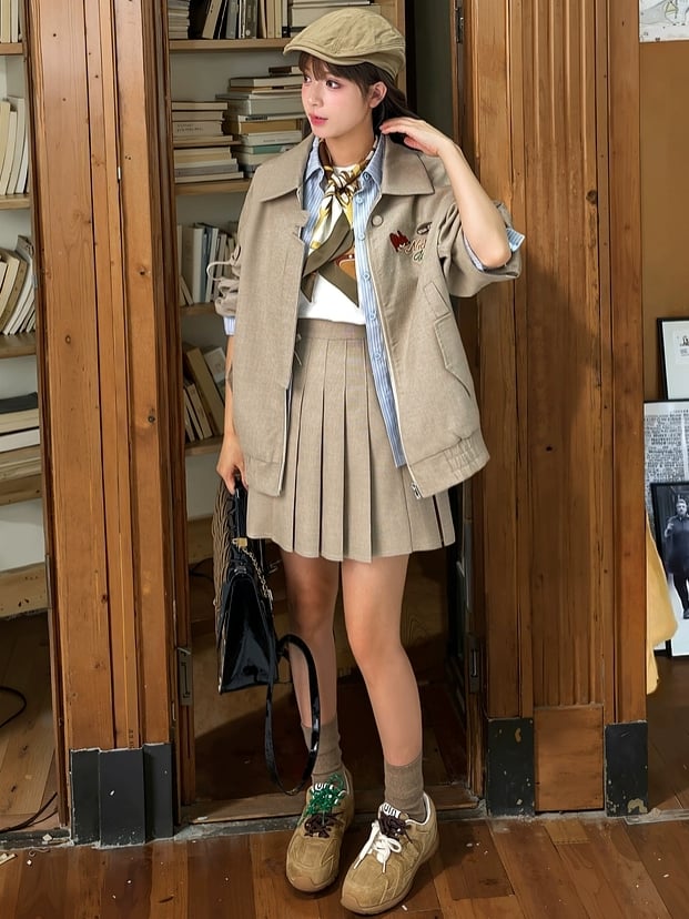 Zootopia Nick Khaki Polo Collar Plaid Jacket