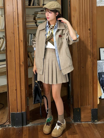 Zootopia Nick Khaki Polo Collar Plaid Jacket