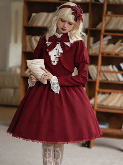 Gothic Zweiteiler mit Kunstband und Lolita-Kleid