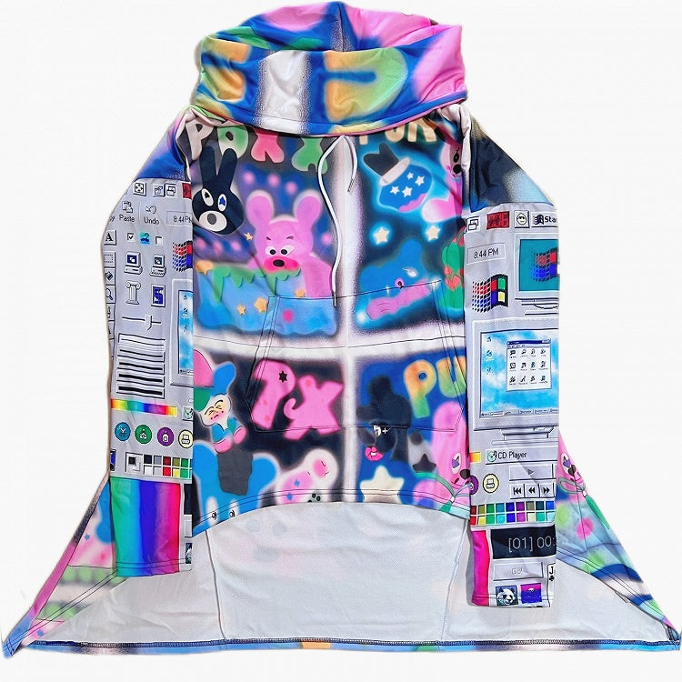 Fashion Print Gyaru Colorful Hoodie Cartoon