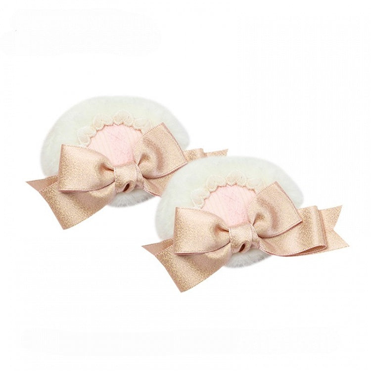 Pink/Green Bear Bow Lolita Hairclips Accents Plush with Ear