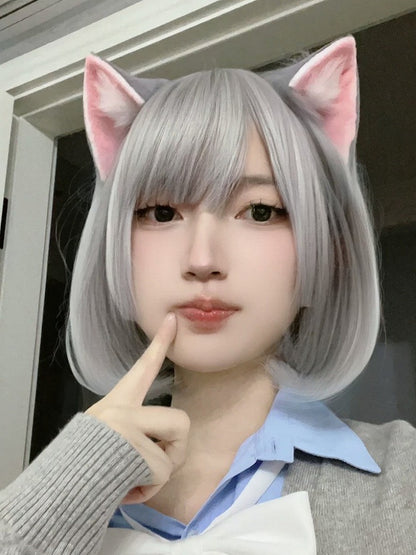 Gray & Pink Kawaii Cat Ear Hair Clip - Magic Diary