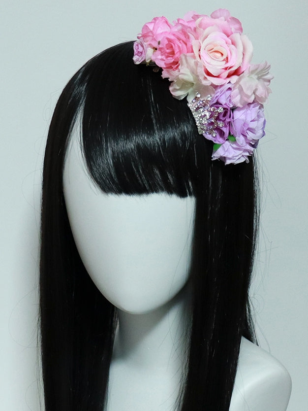 Verzierte Krone PinkLila Haarspange Design Floral