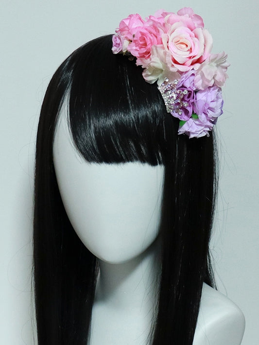 Verzierte Krone PinkLila Haarspange Design Floral