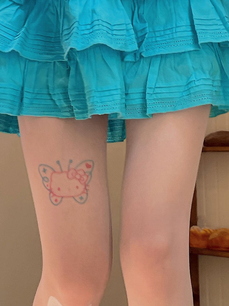 Sweet White Kitty Print Tights