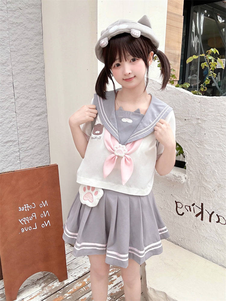 Design Neckline JK Kitty Gray and White Sailor Collar Uniform