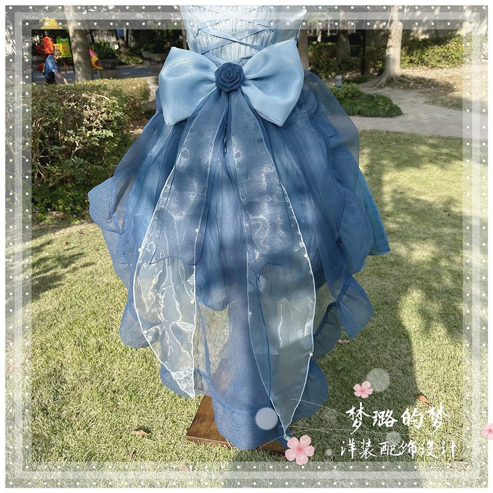 Lolita Bow Train Skirt Tail – Rose Gradient Detachable Back Veil