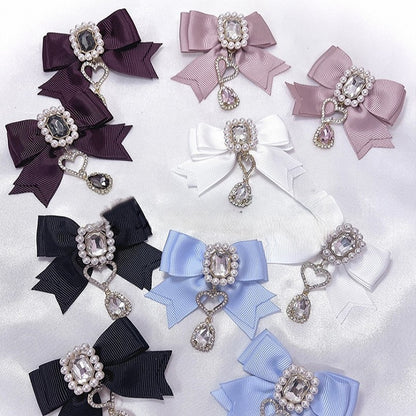 Bow Colors 7 with Hairclips Decorated Rhinestone